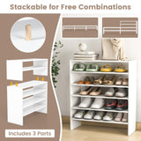 Giantex 3-in-1 Vertical Shoe Rack, 6-Tier Free Standing Shoe Storage Organizer w/Stackable Design for 18 Pairs, 31 Inch Wide Wood Shoe Shelf for Closet, Entryway, Living Room, Office, White Giantex