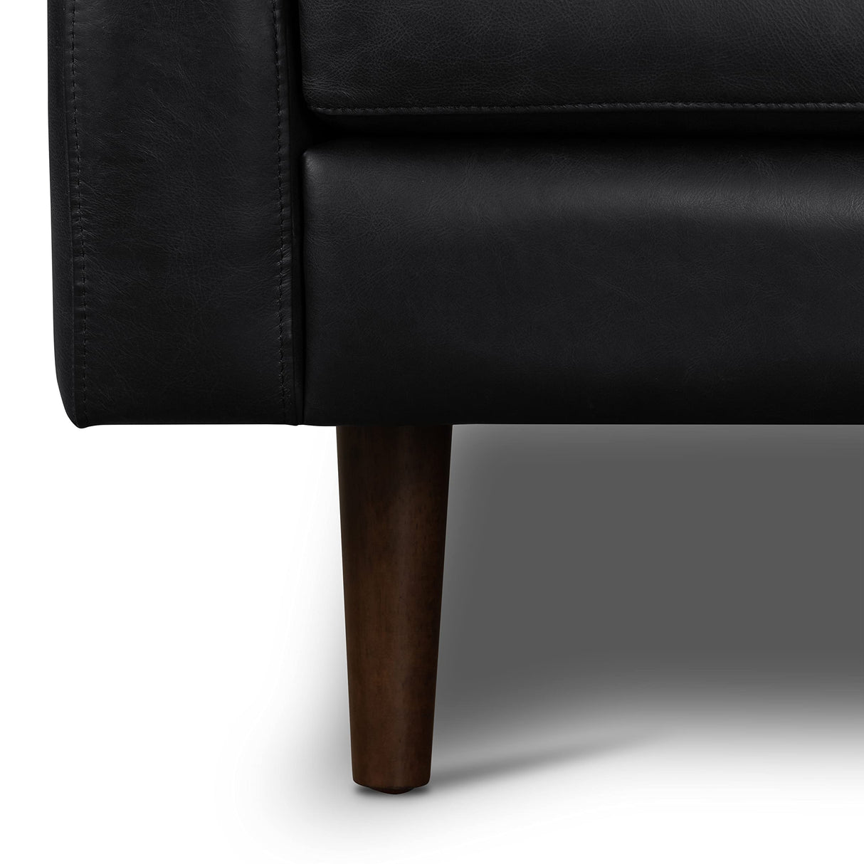 POLY & BARK Napa 88.5” Sofa in Full-Grain Semi-Aniline Italian Tanned Leather, Onyx Black POLY & BARK