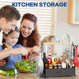 Grill Caddy for Outdoor Grill with 2 Paper Towel Holder, Camper Accessories, Condiment Caddy, Plates, and BBQ Caddy for Outdoor Kitchen, Tailgate Essentials, Grilling Gifts for Men JBBTOOL