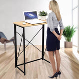 Folding Laptop Computer Desk, Standing Desk, 31in Small Desk for Sitting or Standing, No Need to Assembly, Suitable for Home, Office, Writing (Wood Board Color) Ytaoka