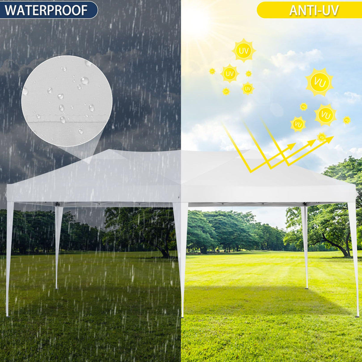 COBIZI Canopy 10x20 Pop Up Canopy Tent Party Tents for Parties Weddings Backyard Waterproof Canopy Outdoor Commercial Instant Canopy Event Tent with Stakes, Ropes,Sandbags, White COBIZI