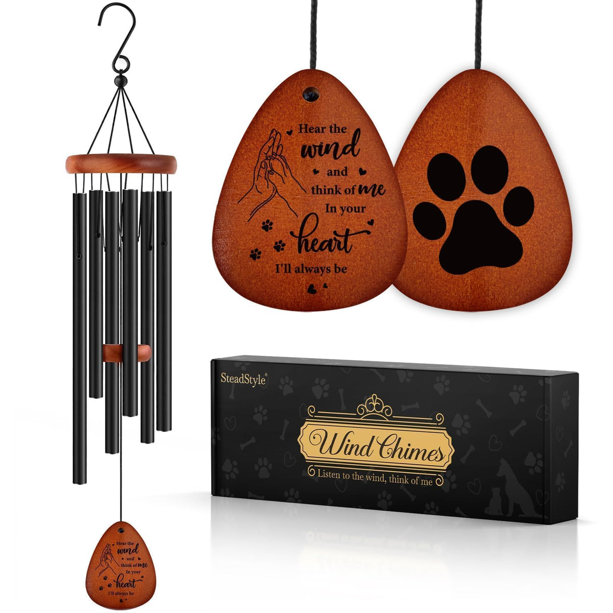 SteadStyle Pet Memorial Gifts for Dogs, Dog Memorial, Pet Memorial Wind Chime, Loss of a Dog Sympathy Gift, in Memory of Dogs Cats Gifts,Remembrance Bereavement Gift 25.5 in SteadStyle