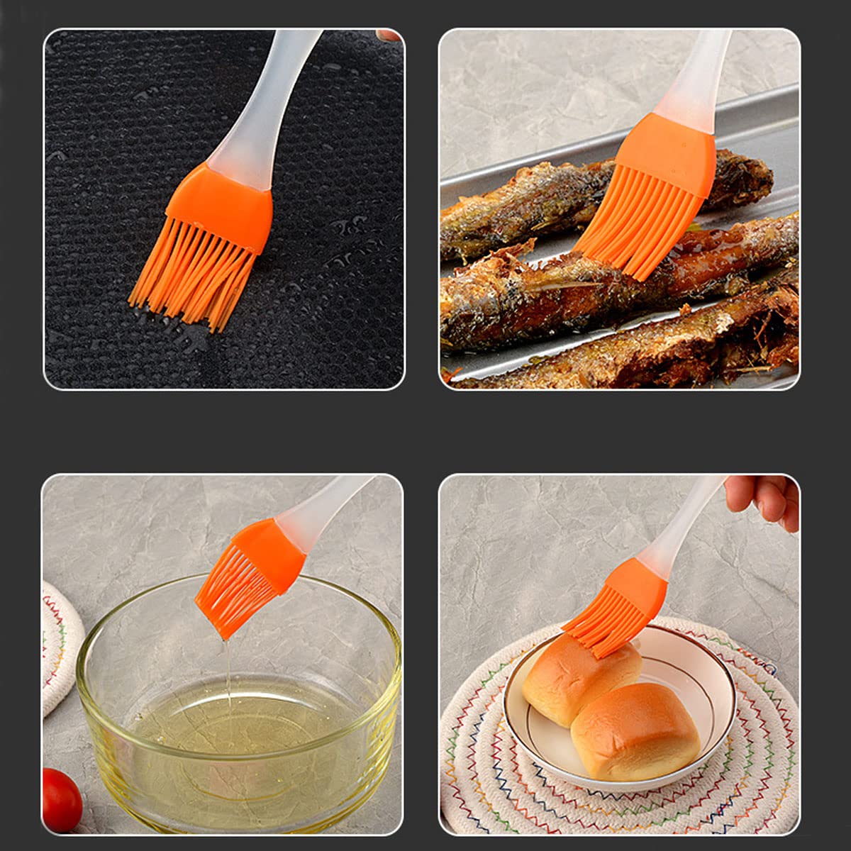 Basting Brush, Basting Brushes Grill Kitchen Silicone Pastry Cooking Brushs & BBQ Basting Brush, Varying Bright Color - Best Kitchen Gadget (Oil Brush 4 Pack) BINHAI
