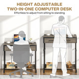 Tribesigns Portable Desk with Drawers, Mobile Laptop Desk with Wheels, Couch Desk Sofa Side Table Bed Desk, Small Standing Desk for Home Office (Retro Grey) Tribesigns