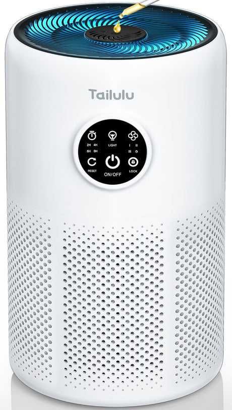 Air Purifiers for Home Pets Large Room Up to 1360 Ft², Tailulu D10 HEPA Air Purifiers for Bedroom with 15dB Sleep Mode, Air Filter for Pet Dander Smoke Odor Dust Pollen with Timer Fragrance Sponge Tailulu
