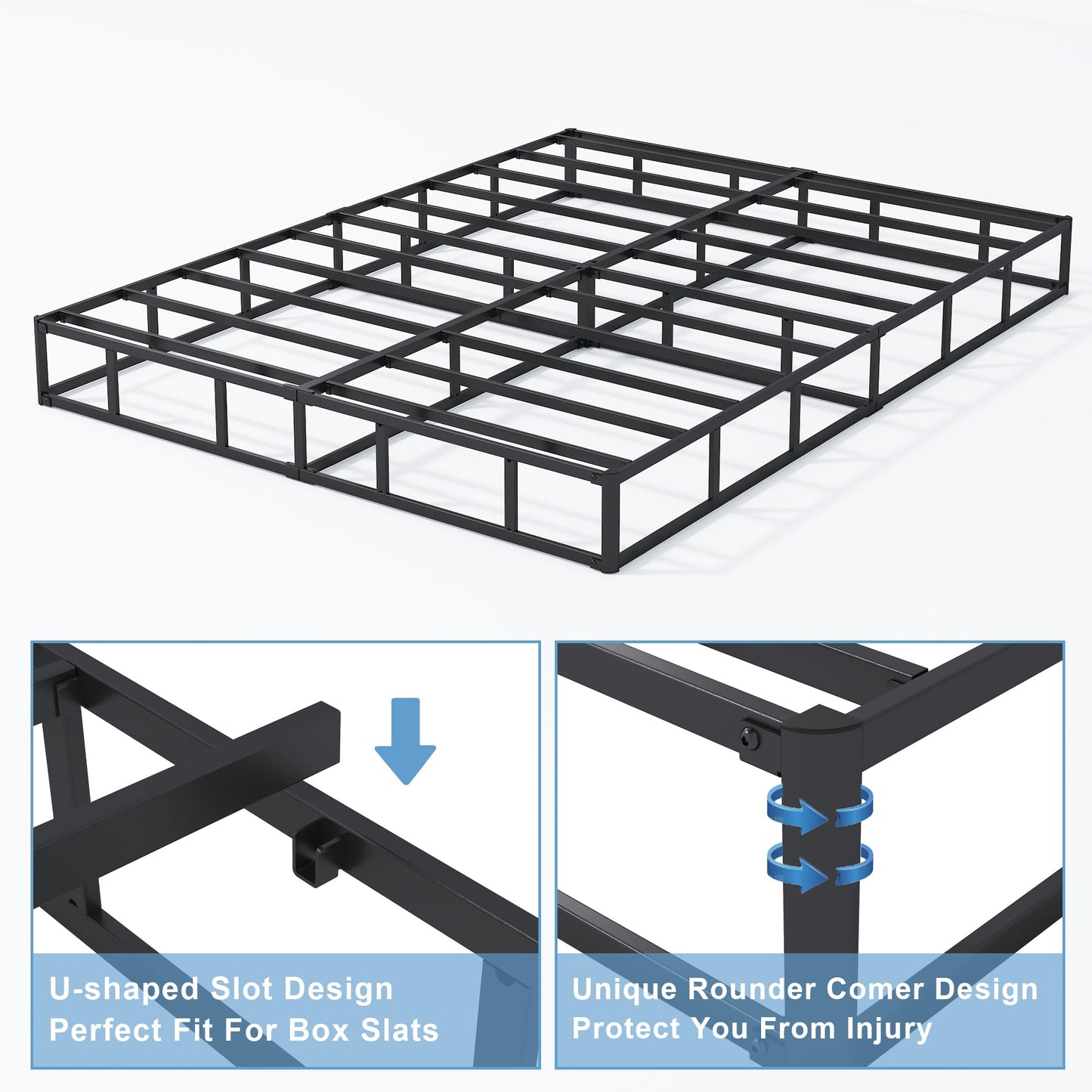 HOBINCHE King Box Spring - 7 Inch High Profile Box Spring for King Bed, Sturdy Metal Frame Mattress Foundation, Easy Assembly, Quiet & Noise-Free