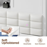 Rolanstar Bed Frame Full Size with Charging Station, Bookcase Headboard Bed with LED Light and Sliding Doors, Platform Bed with Wooden Slats, No Box Spring Needed, Noise Free, White Rolanstar