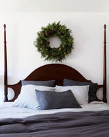 Balsam Hill 34 Inch Premium Prelit Winter Evergreen Holiday Artificial Christmas Wreath with Battery Powered Clear LED Lights Balsam Hill