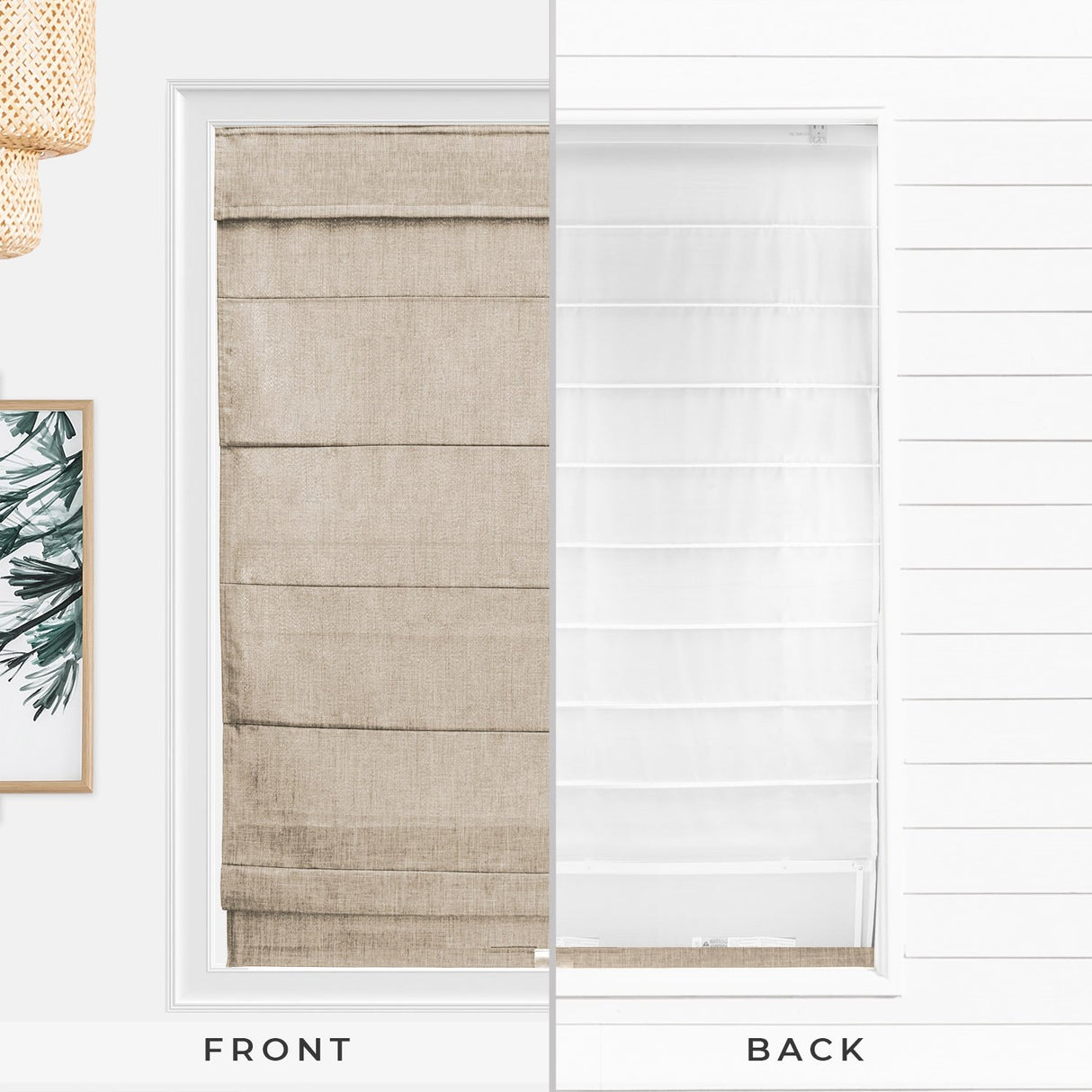 CHICOLOGY Roman Shades for Windows , Window Treatments , Roman Shades , Roman Window Shades , Room Darkening Shades , Window Shades , 34"W X 64"H , Belgian Flax (Privacy & Light Filtering) CHICOLOGY