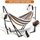 Hammock with Foldable Steel Stand,Frabic Tension Adjustable,Carrying Bag Included, 616 lbs Weight Capacity, Portable Suitable for Outside Garden Yard Outdoor Inhouse Multicolour LIEVIM
