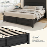 Albott Queen Size Farmhouse Bed Frame with 49" Headboard, Platform Bed Frame with Wood Slats Support/No Box Spring Needed/Easy Assembly, Black Albott