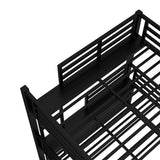 Bellemave Heavy Duty Triple Bunk Bed for Multiple Kids,Full Over Full Over Queen Size Bunk Beds with Storage Board for 3 Kids,Metal Triple Bed for Boys Girls,Black Bellemave