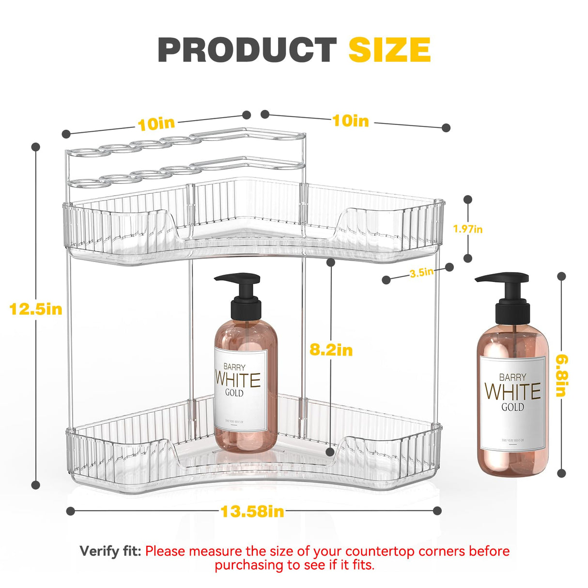Asayuee 2-Tier Corner Bathroom Counter Organizer with Top Toothbrush Holders,Large Makeup Organizer Countertop with Brush Holder,Skincare Organizers Corner,Exquisite Vanity Organizer(Clear, 2 Tier) Asayuee