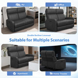 Duitrc Power Loveseat Recliner Sofa, Electric Reclining Loveseat with Adjustable Headrest, Extended Footrest, USB Type-C Ports, Grey PU Leather 2 Seater Reclining Couch for Living Room, RV, Office Duitrc