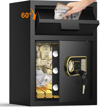 2.6 Cubic Fireproof Drop Safe for Business, Anti-Theft Drop Slot Safes for Money with Digital Combination Lock & Spare Keys, Cash Depository Safe with Drop Box for Home Retail Store Busines