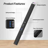 VEHHE Candle Lighter, Windproof Pulse Electric Lighter with Anti-False-Touch Lock, USB Type-C Extended Rechargeable Lighter with Led Display, lighters for Candle BBQ Camping Festivals-Black VEHHE