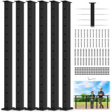 Gyykzz 6 Pack Cable Railing Post 42", Matte Black Stainless Steel T304 Level Drilled Railing Posts for Deck Railing Kit System, Flat Top Heavy-Duty Cable Handrail Post for Indoor Outdoor Deck Balcony Gyykzz