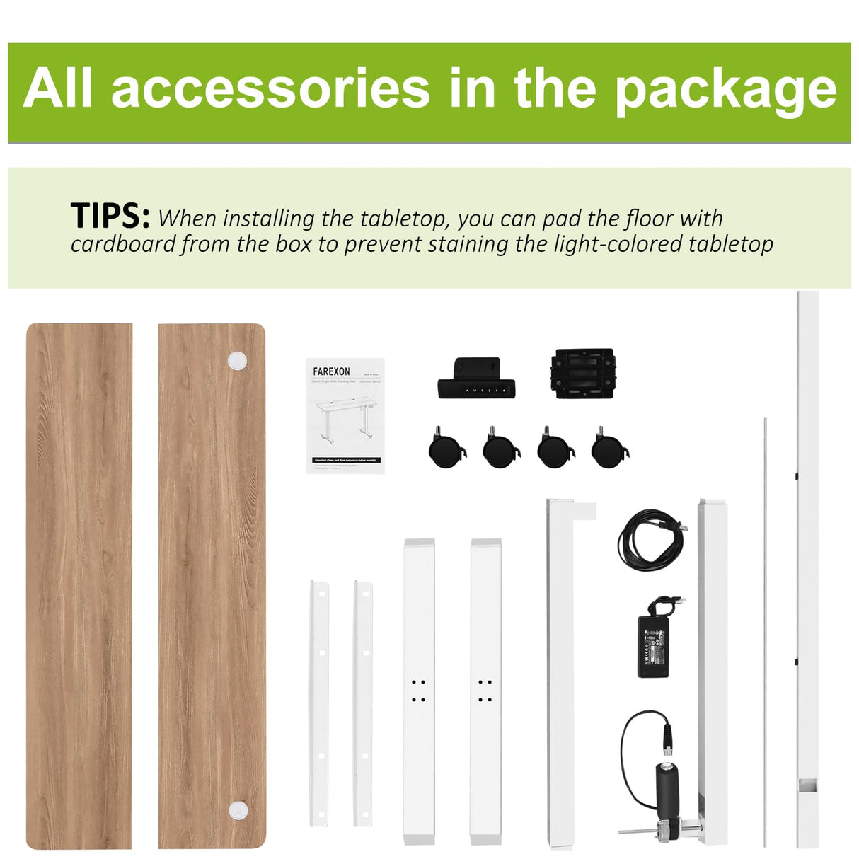 farexon 48 x 24 inch Standing Desk Electric Adjustable Height with Charging Station, Stand up Desk with Ergonomic Workstation, 4 Preset Heights Easy to Set（Oak Grey farexon