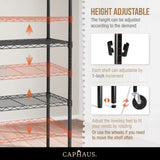 CAPHAUS NSF Commercial Grade Heavy Duty Wire Shelving w/Wheels, Leveling Feet & Liners, Storage Metal Shelf, Garage Shelving Storage, Utility Wire Rack Storage Shelves, w/Liner, 48 x 18 x 76 5-Tier CAPHAUS