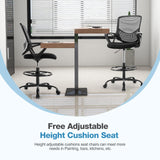 JHK Drafting Home Office Tall Computer Standing Desk Task Chair with Adjustable Foot Ring and Armrest, Breathable Mesh, Ergonomic Lumbar Support, 360° Swivel Rolling for Adult, Black JHK