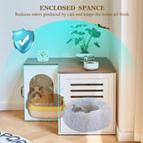 JanflyHome Corner Litter Box Enclosure for 2 Cats, Hidden Litter Box Furniture, Litter Box Cabinet with Double Room, Indoor Cat House End Table, 31.5 x 17.7 x 19.7 in, White JanflyHome