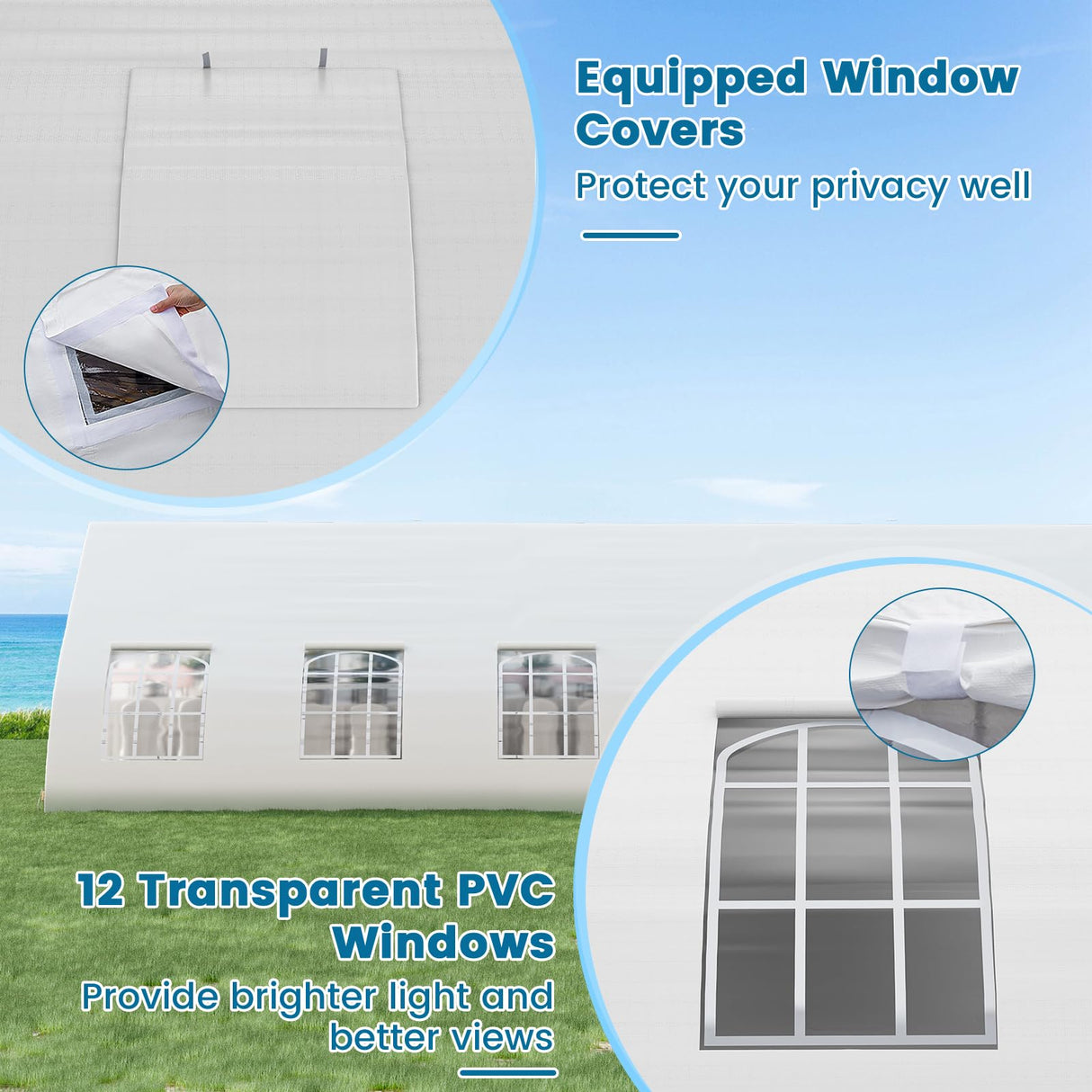 Tangkula 20x40 Ft Heavy Duty Party Tent, Large White Event Tent with Sidewalls, Zippered Door & 12 Windows, Outdoor Wedding Tent with High Strength Galvanized Steel Frame for Patio, Backyard, Parties Tangkula