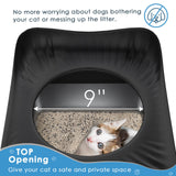 JOISTOON Top Entry Cat Litter Box with Lid, Stainless Steel Extra Large Enclosed Cat Kitty Litter Pan Easy Cleaning, Never Absorbs Odor, Stains, or Rusts, XL Metal High Litter Pan Tray, Black JOISTOON
