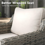 AMCLOBA 10 Piece Patio Furniture Set-High Back Outdoor Furniture Set Sectional Sofa with Wicker Swivel Patio Chairs,Comfy Cushions Ottomans for Porch Balcony Patio Deck Grey/Beige AMCLOBA