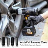 C P CHANTPOWER 20V Cordless Impact Wrench with 1/2” Chuck, Strong Motor Max Torque 450N.m, 4.0Ah Lithium-ion Battery, Variable Speed, 4PCS Sockets, Fast Charger and Tool Bag Included C P CHANTPOWER