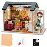 DIY Miniature Dollhouse Kit Realistic Mini 3D Wooden Mini Doll House Room with Furniture LED Lights Christmas Decoration Birthday Gift for Teens Adults (Holiday time) Tiandirenhe