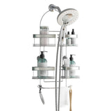 Zenna Home Rust-Resistant Hanging Shower Caddy for Handheld Shower Heads, Over the Shower Head Caddy with 2-Way Adjustable Baskets and Storage Hooks, Bathroom Hanging Organizer, Stainless Steel Zenna Home