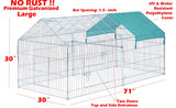 71" x 30" NO Rust Galvanized Steel Foldable Outdoor Chicken Coop Run Metal Pet Hutch Enclosure Small Animal Playpen Waterproof Cover for Rabbits Chickens Mcage