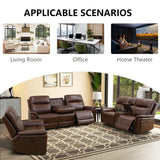Anthato Power Recliner Living Room Set, Leather Reclining Sofa Set with Coffee Table, Living Room Furniture Sets, Brown Recliner Couch with Cup Holders/Charging Port for Home Theater/Office, Brown Anthato
