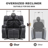 Eiayeebil Oversized Swivel Rocker Recliner Chair Set of 2 for Adult, Rock Recliner for Big Man, Extra Wide Manual Recliners, Overstuffed Soft Rocking Sofa Chair,Light Grey Eiayeebil