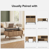 mopio Brooklyn Coffee Table, Lift Top Coffee Tables for Living Room, Mid Century, Modern Farmhouse Center Table with Lifting Top & Hidden Storage, Fluted Panel, Rising Pull Up Dining Table (Oak) mopio