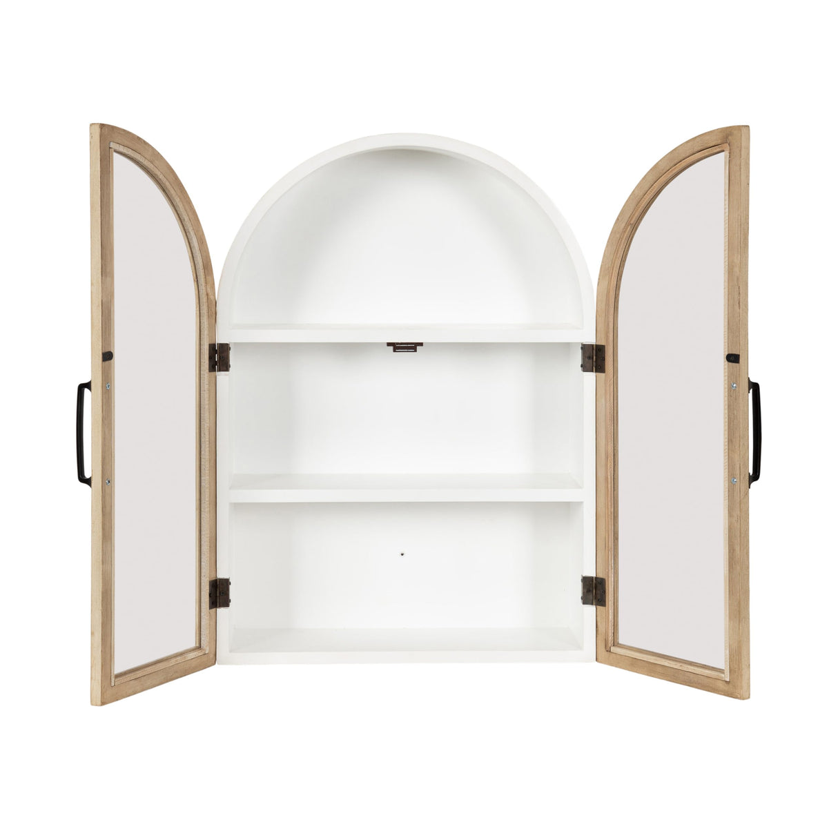 Kate and Laurel Arcott Modern Arch Wall Cabinet, 21 x 8 x 30, Natural Wood and White, Transitional Arched Cabinet for Use as Over-The-Toilet Storage or Living Room Storage Cabinet Kate and Laurel
