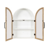 Kate and Laurel Arcott Modern Arch Wall Cabinet, 21 x 8 x 30, Natural Wood and White, Transitional Arched Cabinet for Use as Over-The-Toilet Storage or Living Room Storage Cabinet Kate and Laurel
