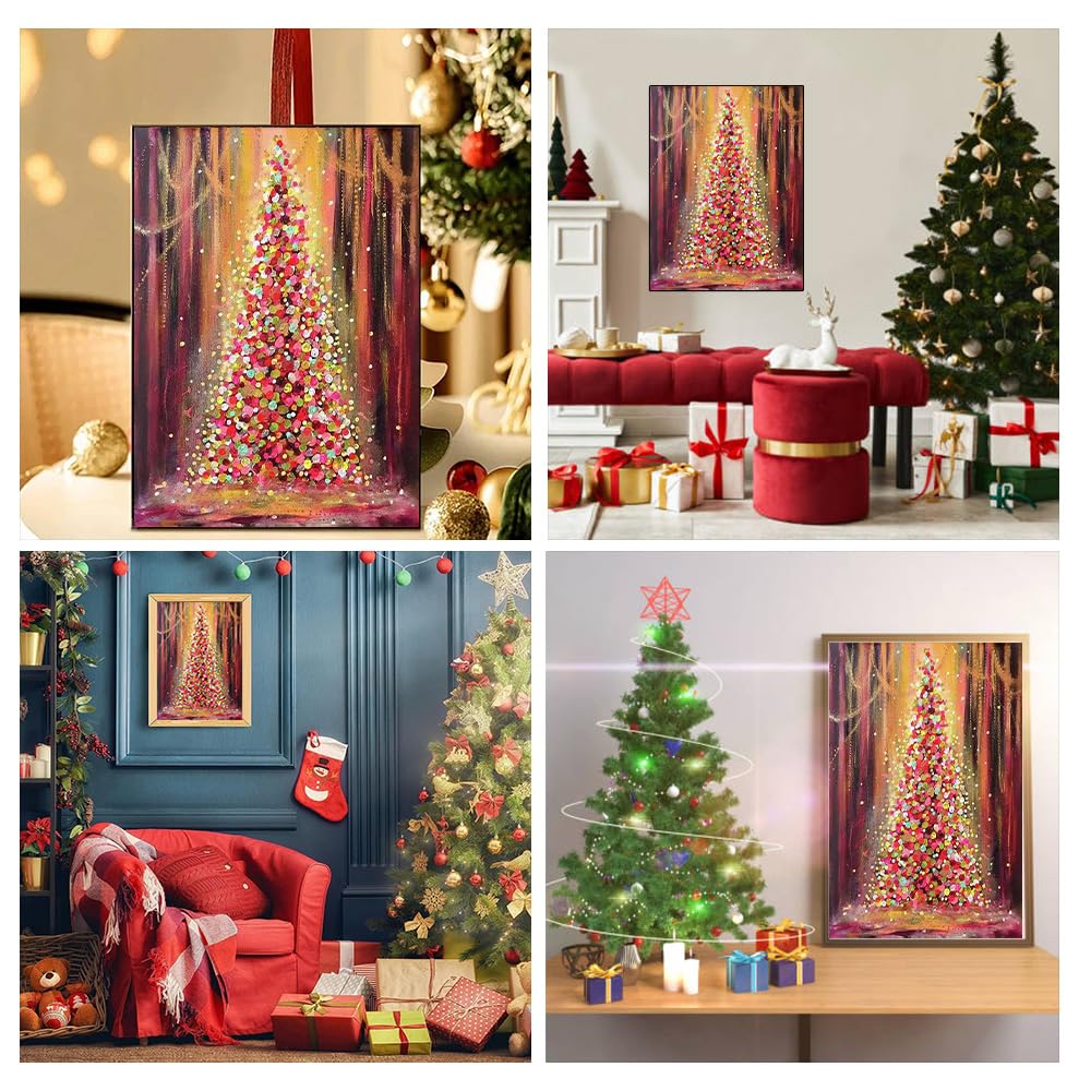 Christmas Paint by Numbers Kits for Adults - Painting by Numbers Kit Tree, Christmas Tree Adults Paint by Number Kits on Canvas Without Frame Oil Painting Acrylic Paints for Home Wall Decor 16X20 inch ajepon
