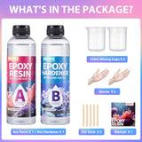 16OZ Epoxy Resin Kit, Crystal Clear Epoxy Resin, No Yellowing No Bubble Self Leveling Coating Casting Resin for Table Tops, Art Crafts, Jewelry, Molds, DIY Projects 1:1 Ratio(8OZ x 2) Pnente