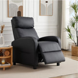 Sweetcrispy Recliner Chair PU Leather Recliner Sofa No Massage, Home Theater Seating with Lumbar Support, Adjustable Push Back Overstuffed High-Density Sponge Reclining for Living Room, Jet Black Sweetcrispy