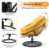 MCombo Swivel Papasan Chairs, Velvet Armless Chair with Height Adjustment, Rocking Saucer Chair for Living Room Bedroom HQ405 (Yellow) MCombo