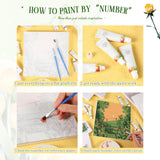 Nezyo 12 Sets Paint by Numbers Kit with Frame for Adult Beginners, Paint by Number DIY Acrylic Painting Canvas for Painting Party, Classroom Activity Birthday Gift, 8 x 8 Inch Nezyo