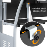 Yaheetech Mobile Home Office Desk with Power Outlet and 2 USB Charging Ports for Studying, 3 Tiers Computer Desk with Keyboard Tray and Charging Station, Rolling PC Laptop Table for Small Space, Black Yaheetech