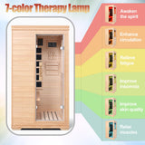 DWKWE Far Infrared Sauna Room, 1 Person Wood Side-Opening Indoor Home Sauna Low EMF 5 Heating Panels 1050W Infrared Therapy for Personal Wooden Dry Sauna Home Spa Room, beige DWKWE