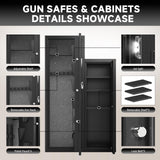 KAER 8-10 Gun Safe, Large Gun Safe for Rifles and Pistols, Quick Access Home Gun Rifle Safe and Storage Gun Locker Cabinet with 4 Pistol Pouches and Removable Shelf for Shotgun, Firearm, Ammo KAER