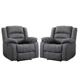 EBELLO Classic Power Recliner Chair, Oversized Electric Reclining Chair with Overstuffed Cushion and Back, Soft Fabric Adults Single Recliner Sofa for Living Room, Set of 2 Grey EBELLO