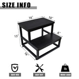SZLHANJZ Step Stool, Bedside Steps for High Beds with Round Corners, 2 Steps Footstool for Adults, Metal and Wood Stepping Stool for Kitchen Bedroom, Load 500 LB, Black SZLHANJZ