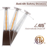 Hykolity Pyramid Patio Heater, 48000 BTU Glass Tube Propane Patio Heater with Wheels and Cover, Outdoor Propane Heaters for Patio, Backyard, Garden, Porch, and Pool, Bronze hykolity