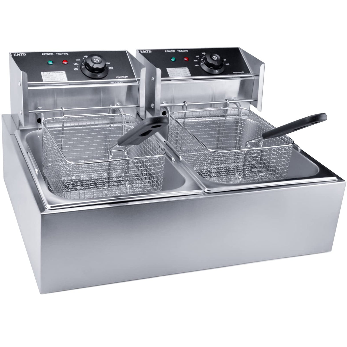 Commercial Deep Fryer with Basket, 3400W 12.7QT/12L, Detachable Large Capacity Stainless Steel Countertop Electric Oil Fryer with Temperature Control for Restaurant or Home Use KHTD