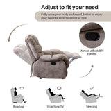 CANMOV Manual Recliner Chair, Single Reclining Sofa with Overstuffed Backrest and Armrest for Living Room, Bedroom Furniture, Light Brown CANMOV